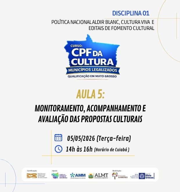 11.AULA 5 (05/05/2026) – MONITORAMENTO, ACOMPANHAMENTO E AVALIAÇÃO DAS PROPOSTAS CULTURAIS